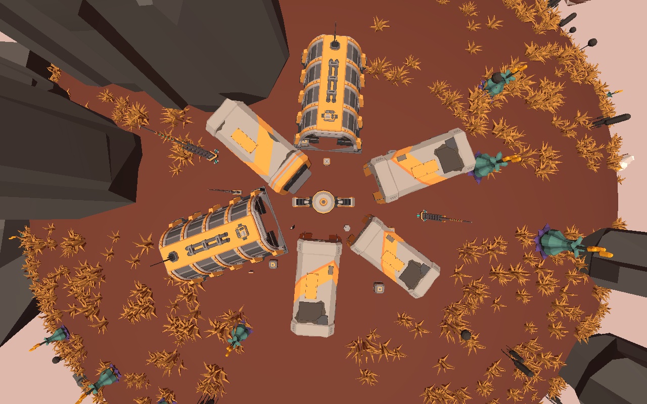 Early development build: 50VS alien planet outpost seen from above