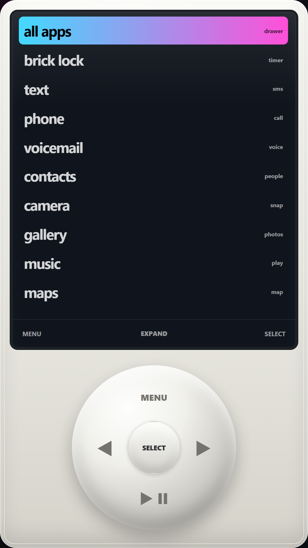 BrickOS Fruit skin home screen