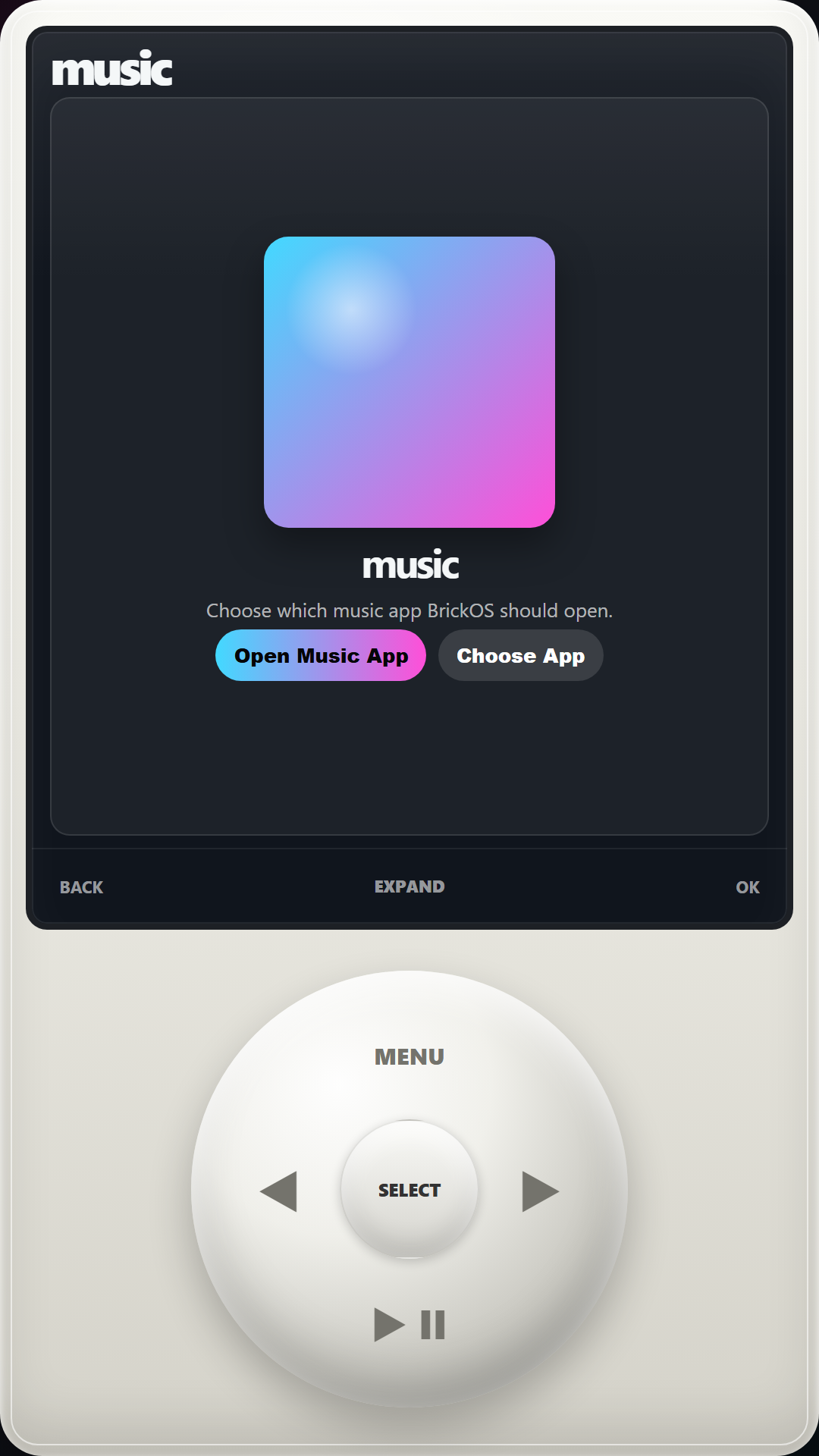 BrickOS Fruit music controls